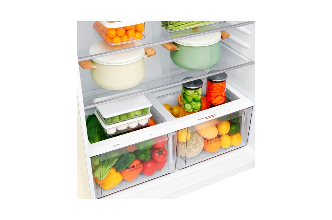 LG Hajm 592 l |  Yuqori muzlatgich kamerali LG sovutgich | Qaymoq rang | DoorCooling⁺™ | Linear Inverter Compressor, GR-H802HEHZ, thumbnail 3