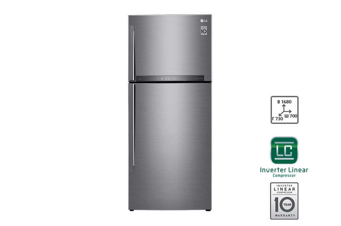 LG Hajm 410 l |  Yuqori muzlatgich kamerali LG sovutgich | Kulrang | HygieneFresh+™ | Linear Inverter Compressor, GN-H432HMHZ, GN-H432HMHZ