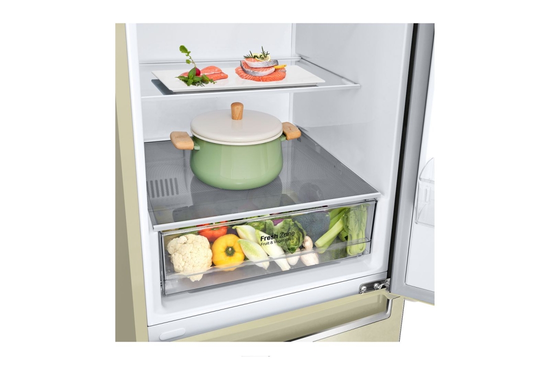 LG Hajm 341 l |  Pastki muzlatgich kamerali LG sovutgich | Qaymoq rang | DoorCooling+™ | Smart Inverter Compressor, GC-B459SECL, thumbnail 7