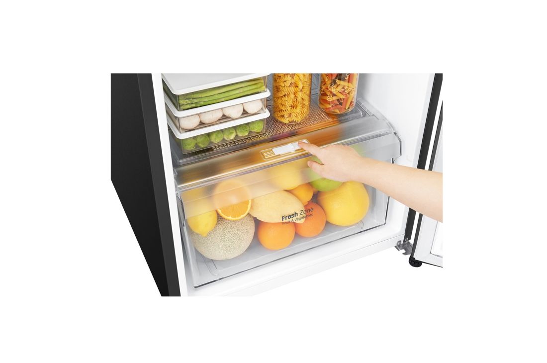 LG Hajm 312 l |  Yuqori muzlatgich kamerali LG sovutgich | Qora | DoorCooling⁺™ | Smart Inverter Compressor, GN-C372SBCB, thumbnail 6