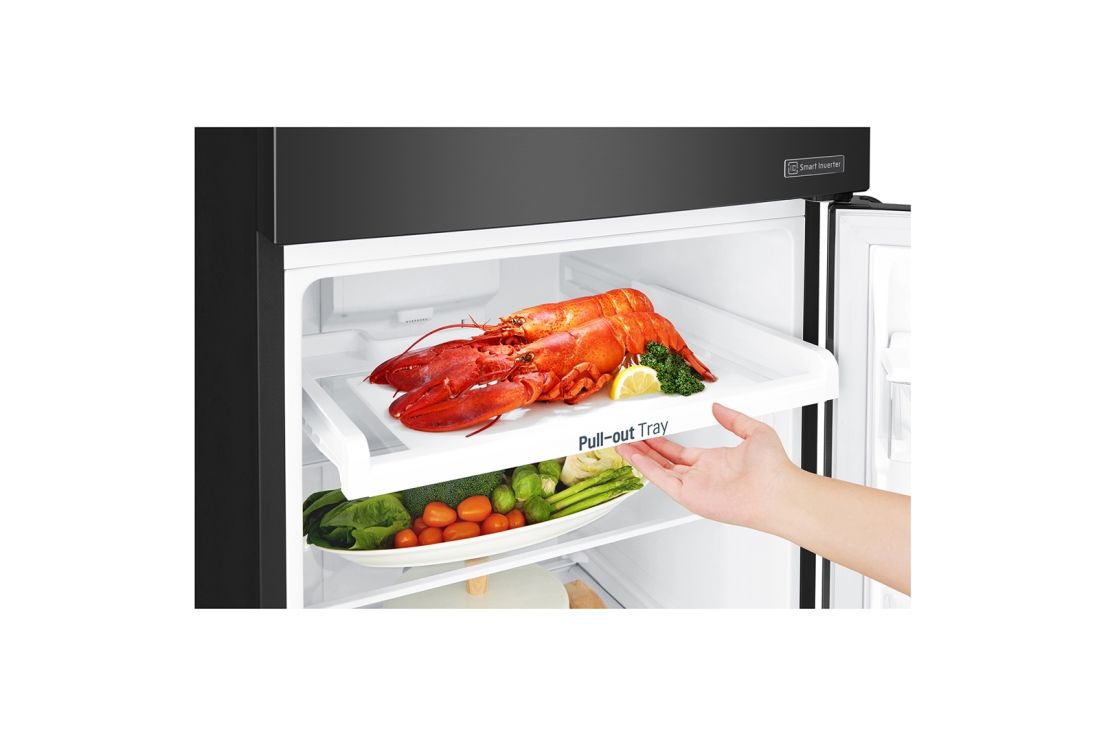 LG Hajm 312 l |  Yuqori muzlatgich kamerali LG sovutgich | Qora | DoorCooling⁺™ | Smart Inverter Compressor, GN-C372SBCB, thumbnail 7