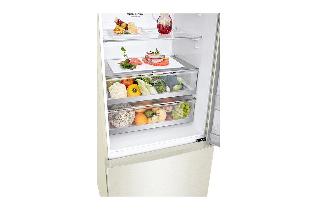 LG Hajm 451 l |  Pastki muzlatgich kamerali LG sovutgich | Qaymoq rang | DoorCooling⁺™ | Smart Inverter Compressor, GC-B569PECM, thumbnail 3