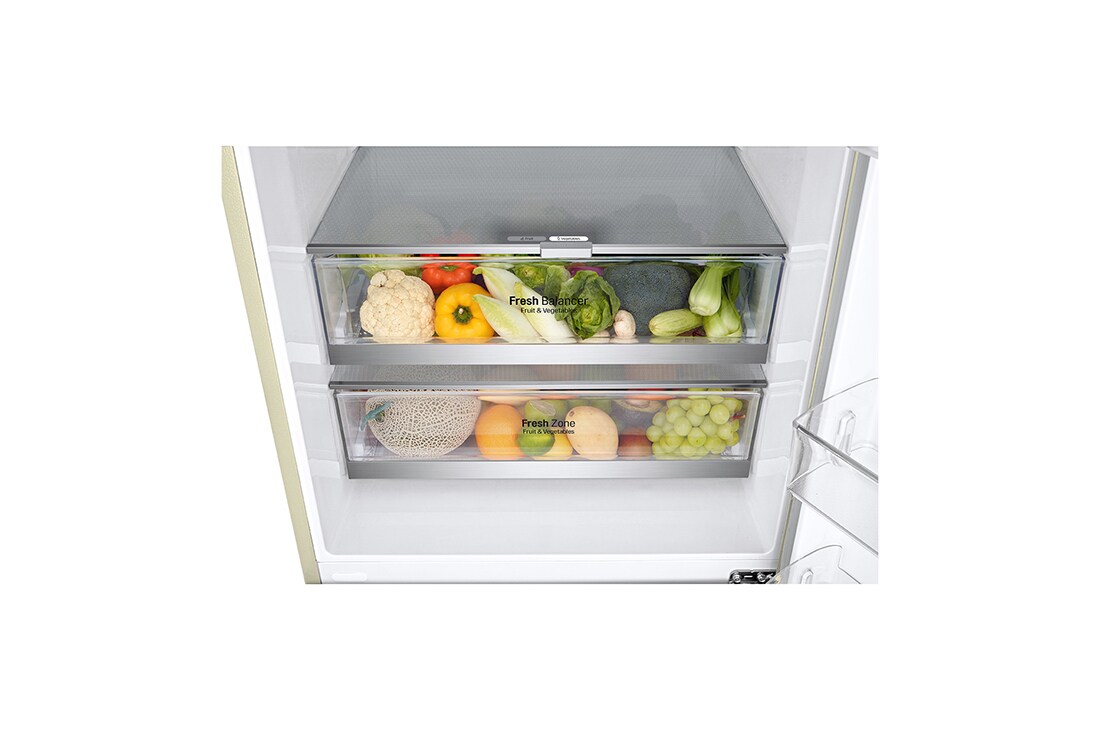 LG Hajm 451 l |  Pastki muzlatgich kamerali LG sovutgich | Qaymoq rang | DoorCooling⁺™ | Smart Inverter Compressor, GC-B569PECM, thumbnail 4