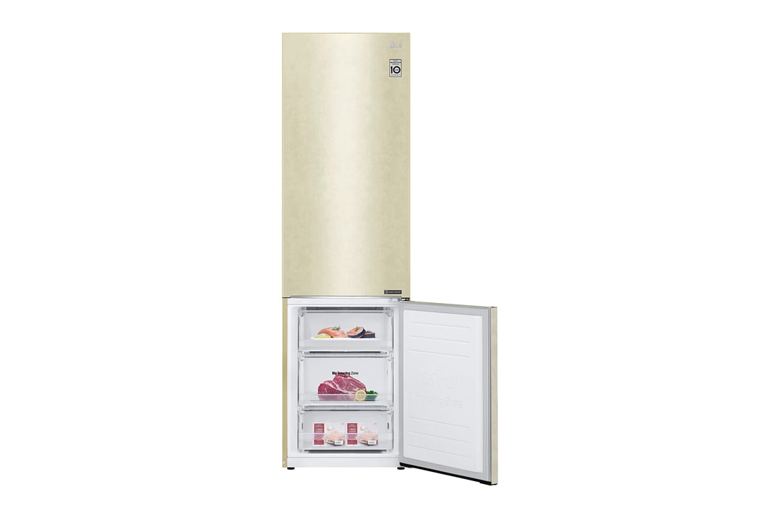 LG Hajm 384 l |  Pastki muzlatgich kamerali LG sovutgich | Qaymoq rang | DoorCooling+™ | Linear Inverter Compressor, DI_pocket_i-micom_skinbeige_FrontBottomOpen Food2, GC-B509SECL, thumbnail 10