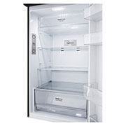 LG Hajm 395 l |  Yuqori muzlatgich kamerali LG sovutgich | Qora | DoorCooling+™ | HygieneFresh+™ | Smart Inverter Compressor, Spaceplus muz tizimim biriktirilgan va masalliqlar bilan ustki muzlatkich ochilgan, GN-B392SBBB, thumbnail 6