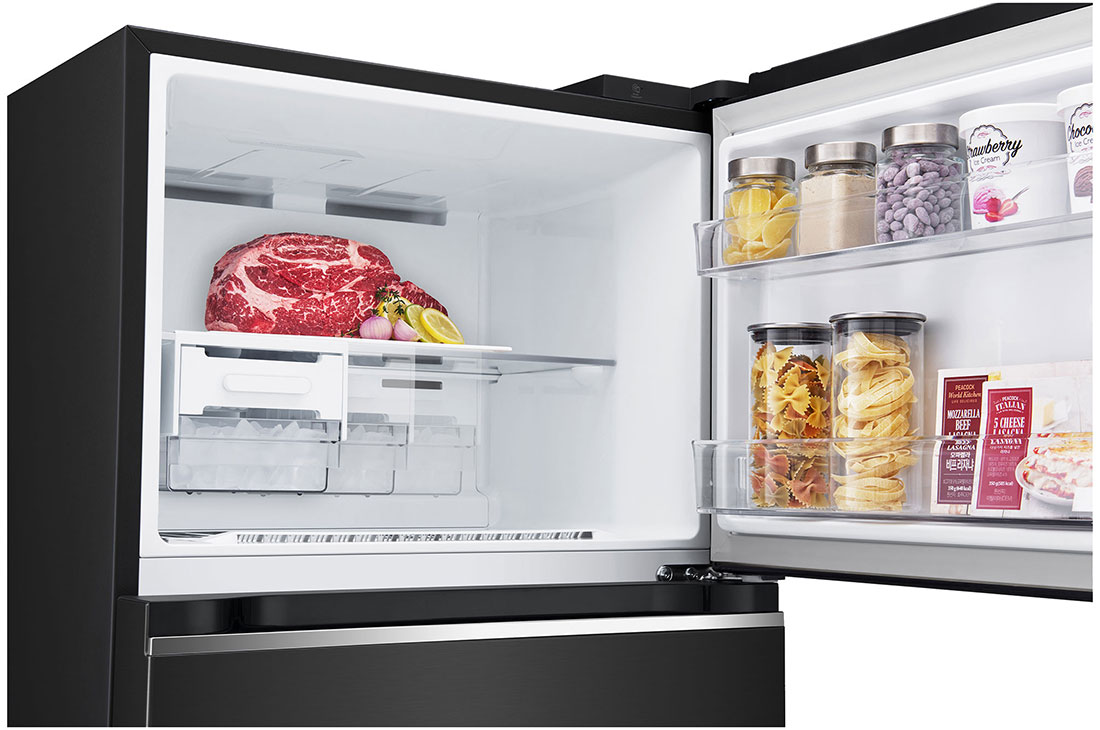 LG Hajm 395 l |  Yuqori muzlatgich kamerali LG sovutgich | Qora | DoorCooling+™ | HygieneFresh+™ | Smart Inverter Compressor, E-Micom batafsil koʻrinishi, GN-B392SBBB, thumbnail 4