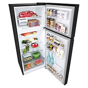 LG Hajm 395 l |  Yuqori muzlatgich kamerali LG sovutgich | Qora | DoorCooling+™ | HygieneFresh+™ | Smart Inverter Compressor, ichida mahsulotlari bilan tepadan ochiq koʻrinishi, GN-B392SBBB, thumbnail 11