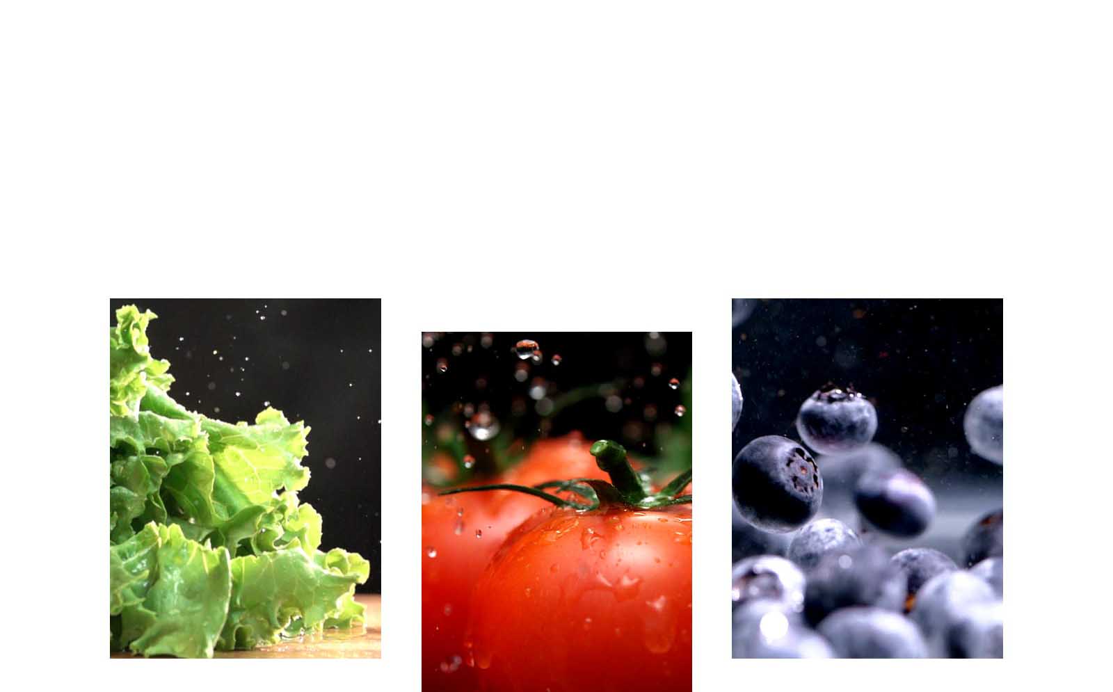 mevalar va sabzavotlar, masalan, salat bargi, pomidorlar va qoragʻat jihozning ichida yangi saqlanadi