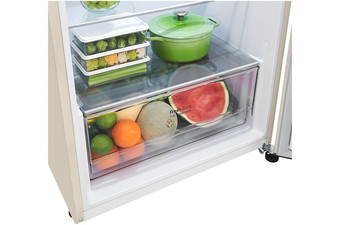 LG Hajm 395 l |  Yuqori muzlatgich kamerali LG sovutgich | Qaymoq rang | DoorCooling+™ | HygieneFresh+™ | Smart Inverter Compressor, увеличенное изображение выдвижного лотка, GN-B392SEBB, thumbnail 9