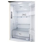 LG Hajm 395 l |  Yuqori muzlatgich kamerali LG sovutgich | Qaymoq rang | DoorCooling+™ | HygieneFresh+™ | Smart Inverter Compressor, bottom fridge opened, GN-B392SEBB, thumbnail 6
