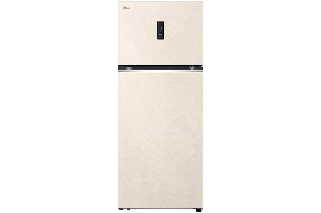 LG Hajm 395 l |  Yuqori muzlatgich kamerali LG sovutgich | Qaymoq rang | DoorCooling+™ | HygieneFresh+™ | Smart Inverter Compressor, вид спереди, GN-B392SEBB