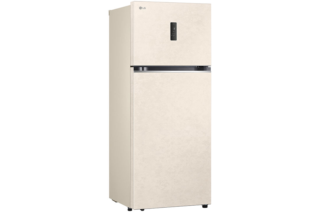 LG Hajm 395 l |  Yuqori muzlatgich kamerali LG sovutgich | Qaymoq rang | DoorCooling+™ | HygieneFresh+™ | Smart Inverter Compressor, right perspective view, GN-B392SEBB, thumbnail 12