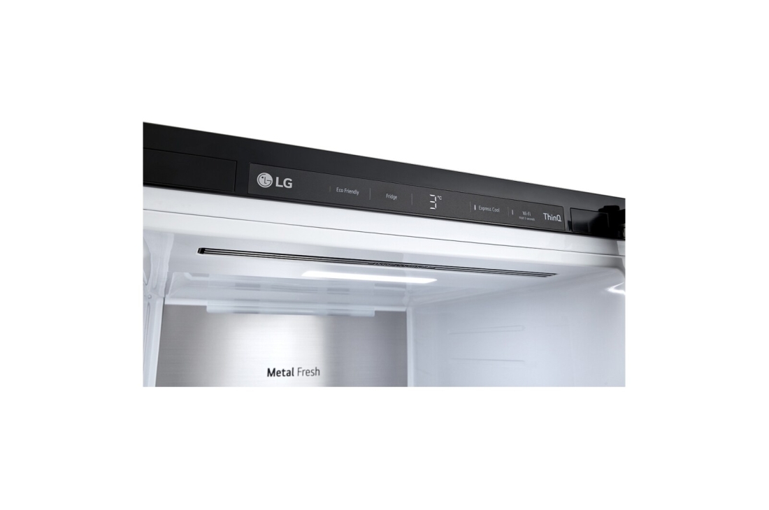 LG Bittalik muzlatgich, LINEARCooling™, Door Cooling+™, Express Cool,, interior view with metallic decorationed shelf, GC-B401FEPM, thumbnail 10