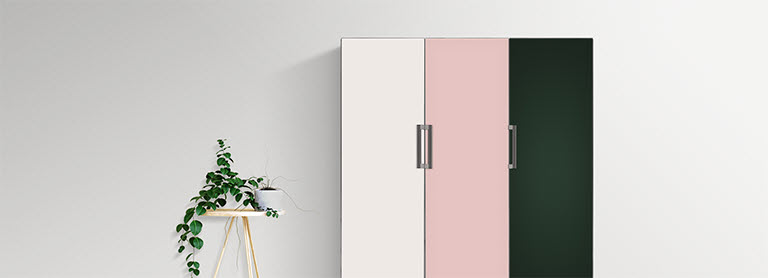 Beige Larder, Pink Freezer and Green Larder are combined through changable door handle.
