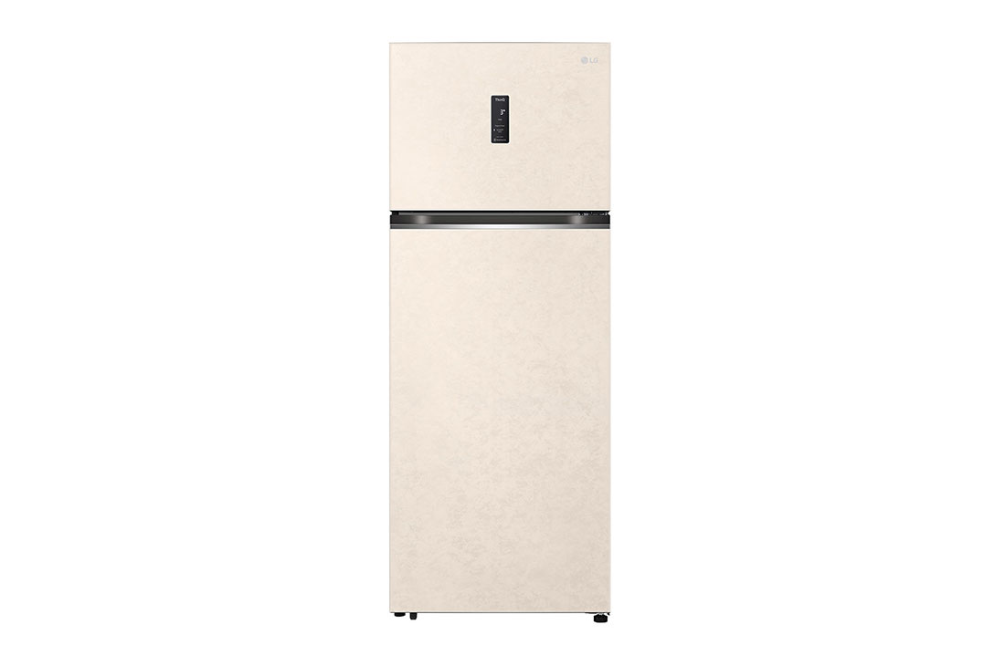 LG Hajm 461 l | Yuqori muzlatkich kamerali LG sovitkich | Qaymoq rang | DoorCooling+™ | HygieneFresh+™ | Smart Inverter Compressor, Front view, GN-B452SEBK