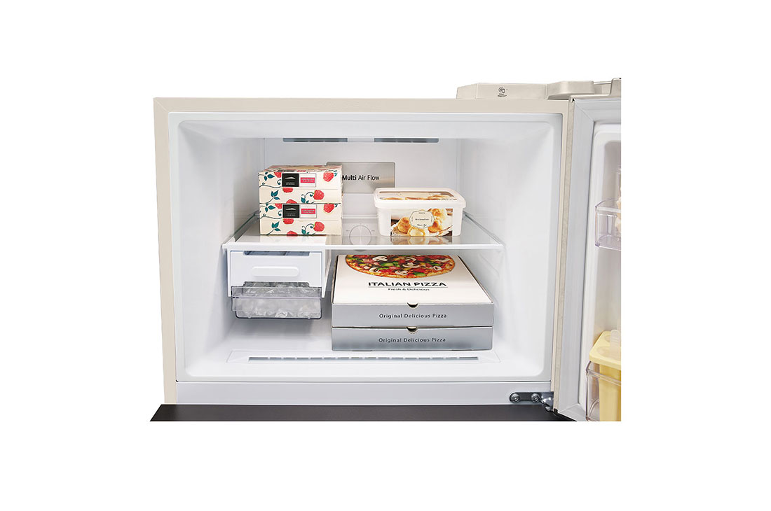 LG Hajm 461 l | Yuqori muzlatkich kamerali LG sovitkich | Qaymoq rang | DoorCooling+™ | HygieneFresh+™ | Smart Inverter Compressor, frizzier view with food, GN-B452SEBK, thumbnail 4