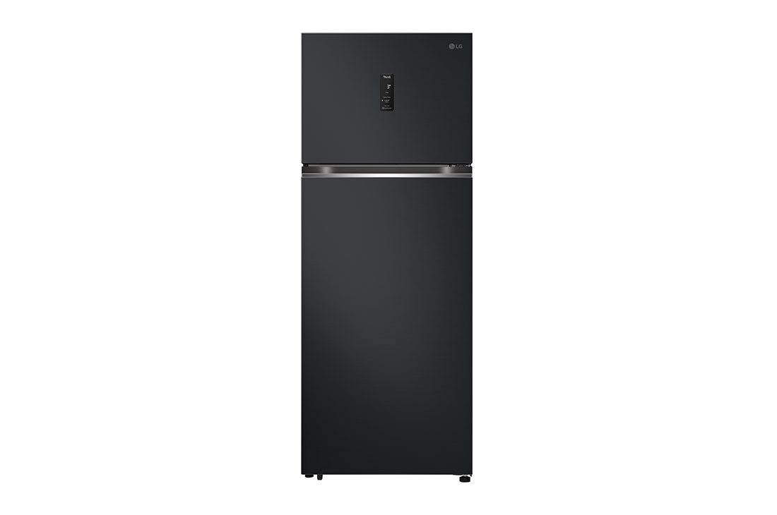 LG Hajm 461 l | Yuqori muzlatkich kamerali LG sovitkich | Qora rang | DoorCooling+™ | HygieneFresh+™ | Smart Inverter Compressor, Front view, GN-B452SKBK