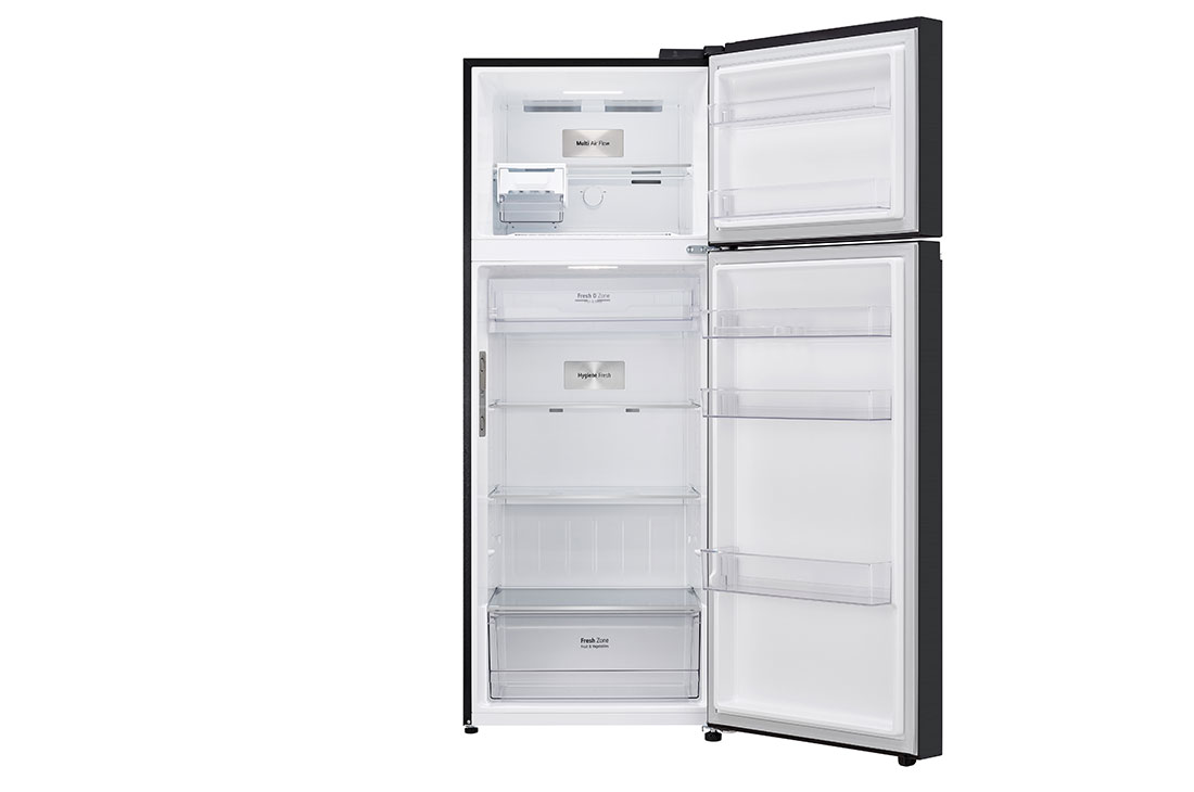 LG Hajm 461 l | Yuqori muzlatkich kamerali LG sovitkich | Qora rang | DoorCooling+™ | HygieneFresh+™ | Smart Inverter Compressor, Front open view, GN-B452SKBK, thumbnail 3