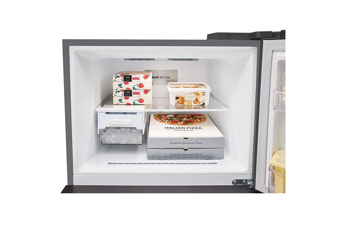 LG Hajm 461 l | Yuqori muzlatkich kamerali LG sovitkich | Kulrang | DoorCooling+™ | HygieneFresh+™ | Smart Inverter Compressor, frizzier view with food, GN-B452SMBK, thumbnail 4