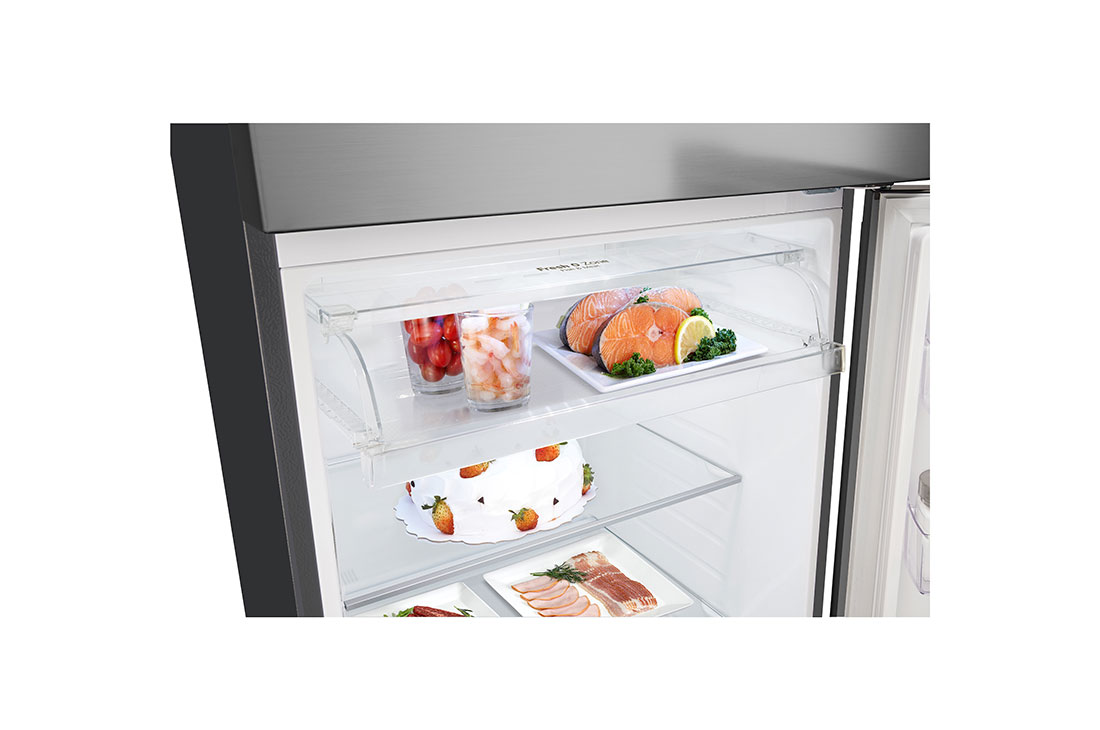 LG Hajm 461 l | Yuqori muzlatkich kamerali LG sovitkich | Kulrang | DoorCooling+™ | HygieneFresh+™ | Smart Inverter Compressor, open food view, GN-B452SMBK, thumbnail 6