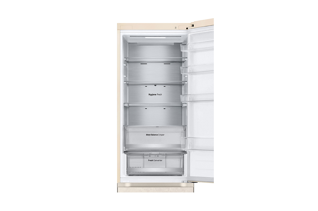 LG 387L, Pastki muzlatkich kamerali sovitkich | LG Uzbekistan, вид сверху, открытый вид с хранящимися продуктами, GC-B509FEPW, thumbnail 11