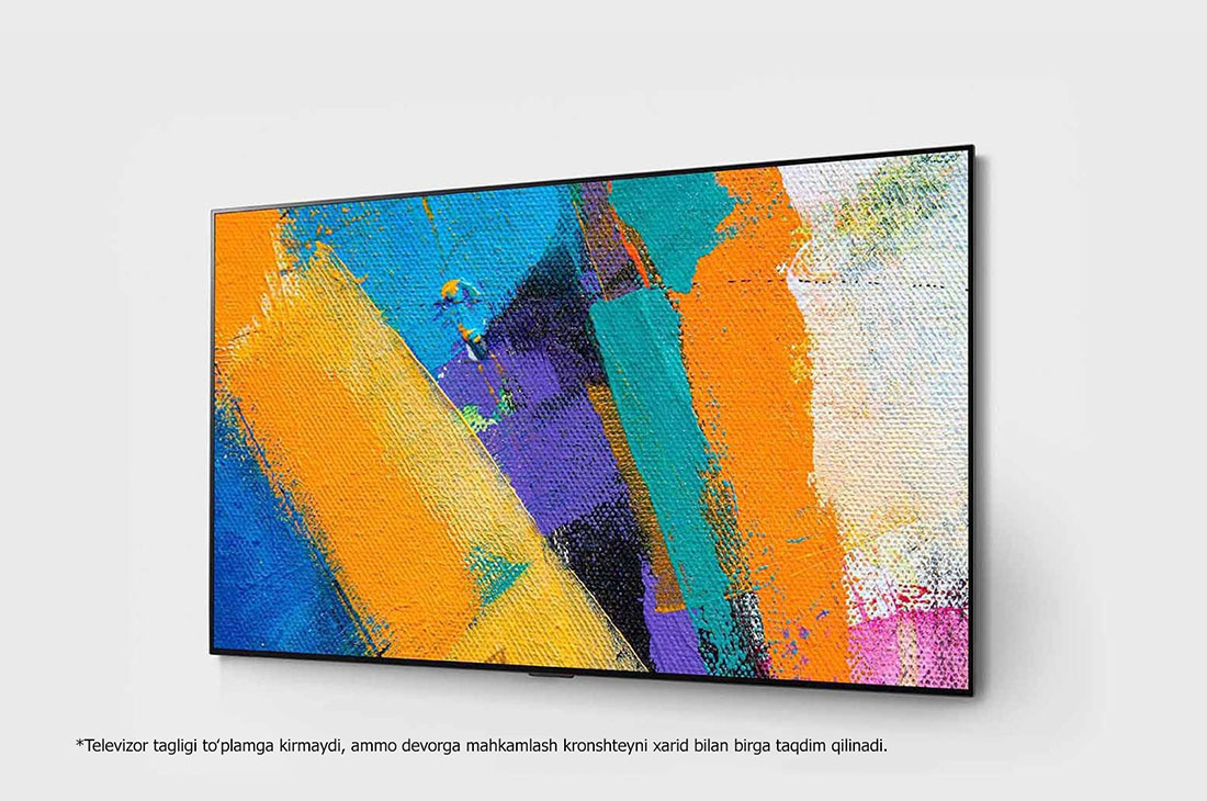 LG Smart OLED GX | GX 65'' | 4K | ThinQ AI | a9 Gen4 , ekranda tasvir bilan 30 daraja burchak ostida yon tomondan koʻrinish, OLED65GXRLA, thumbnail 2