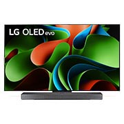 LG 55 duymli LG OLED evo C3 4K Smart TV 2023, LG OLED evo, dunyodagi 1-raqamli 11-yillik va ekranda panelga 5 yillik kafolat logotipi, shuningdek, quyidagi saundbarning old tomondan koʻrinishi , OLED55C3RLA, thumbnail 1
