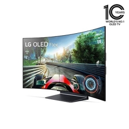 Left-facing Flex seen from a front 45-degree angled view with a fully curved screen.