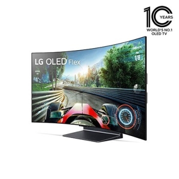 Left-facing Flex seen from a front 45-degree angled view with a fully curved screen.