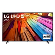 LG 50 dyuymli LG UHD UT81 4K Smart TV 2024, LG UHD TV, UT81 televizorining LG UHD AI ThinQ, 2024 matni va ekranda webOS Re:New Program log logotipi bilan old tomondan ko‘rinishi, 50UT81009LB, thumbnail 1