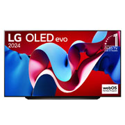 LG 83 dyuymli Smart TV LG OLED evo С4 4K OLED83С4 , Вид спереди на телевизор LG OLED TV, OLED B4, эмблему «OLED №1 в мире в течение 11 лет» и logo программы webOS Re:New на экране с 2-полюсной подставкой, OLED83C4RLA, thumbnail 1
