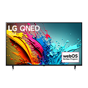 LG 50 dyuymli LG QNED QNED86 4K Smart TV 2024, LG QNED TV, QNED86 televizorining LG QNED, 2024 matni va ekranda webOS Re:New Program log logotipi bilan old tomondan ko‘rinishi, 50QNED86T6A, thumbnail 1