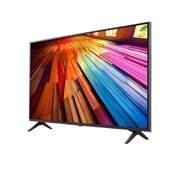 LG 43 dyuymli LG UHD UT80 4K Smart TV 2024, LG UHD TV, UT81 televizorining kichik burchak ostidagi chap tomondan ko‘rinishi, 43UT81009LB, thumbnail 3