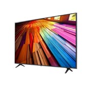 LG 55 dyuymli LG UHD UT80 4K Smart TV 2024, LG UHD TV, UT81 televizorining kichik burchak ostidagi chap tomondan ko‘rinishi, 55UT81009LB, thumbnail 3