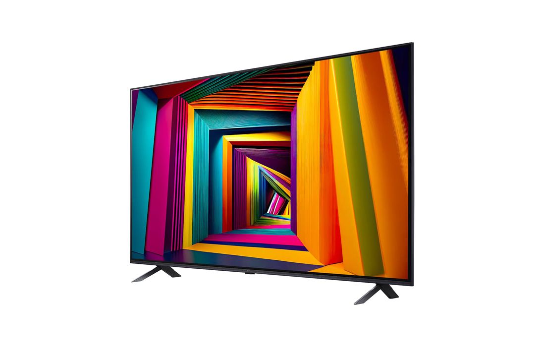 LG 75 dyuymli LG UHD UT91 4K Smart TV 2024, LG UHD TV, UT91 televizorining kichik burchak ostidagi chap tomondan ko‘rinishi, 75UT91006LA, thumbnail 3