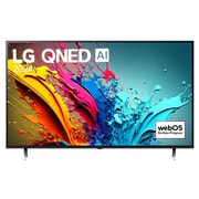 LG 75 dyuymli LG QNED QNED86 4K Smart TV 2024, LG QNED TV, QNED80 televizorining LG QNED, 2024 matni va ekranda webOS Re:New Program log logotipi bilan old tomondan ko‘rinishi, 75QNED86T6A, thumbnail 1
