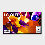 LG 77 dyuymli Smart TV LG OLED evo G4 4K OLED77G4, Вид спереди на телевизор LG OLED evo, OLED G4, эмблема «OLED №1 в течение 11 лет» на экране, OLED77G4RLA, thumbnail 4