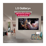 LG 65&nbsp;dyumli LG NanoCell AI NANO81 4K Smart TV 2025, Zarif uyning ichki qismi. Ko‘rgazmada ko‘plab san’at asarlari mavjud. Markaziy devorda ekrandagi san’at asari bilan LG TV. Televizor muzeydan olingan rasmga o‘xshaydi., 65NANO81A6A, thumbnail 14