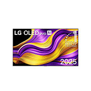 LG 77 dyumli LG OLED evo AI G5 4K Smart TV 2025, LG OLED evo AI G5 4K Smart televizorining oldingi ko‘rinishi. Ekranda dunyoning 1-raqamli OLED emblemasi va LG OLED evo AI 2025 logotipining 12 yilligi tasvirlangan., OLED77G5RLA, thumbnail 1