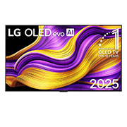 LG 55 dyumli LG OLED evo AI G5 4K Smart TV 2025, LG OLED evo AI G5 4K Smart televizorining oldingi ko‘rinishi. Ekranda dunyoning 1-raqamli OLED emblemasi va LG OLED evo AI 2025 logotipining 12 yilligi tasvirlangan., OLED55G5RLA, thumbnail 1