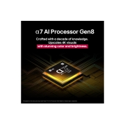 LG 75 dyumli LG QNED AI QNED82 4K Smart TV 2025, Процессор alpha 7 AI Gen8 светится желтым, от него исходят яркие разноцветные вспышки света. Заголовок рассказывает о том, как этот процессор обеспечивает качество 4K, потрясающую цветопередачу и ярко, 75QNED82A6B, thumbnail 6