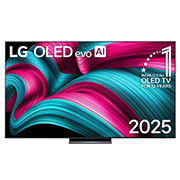 LG 77  dyumli LG OLED evo AI C5 4K Smart TV 2025, LG OLED evo AI C5 4K Smart televizorining old tomondan ko‘rinishi. Ekranda dunyoning 1-raqamli OLED emblemasi va LG OLED evo AI 2025 logotipining 12 yilligi tasvirlangan., OLED77C5RLA, thumbnail 1