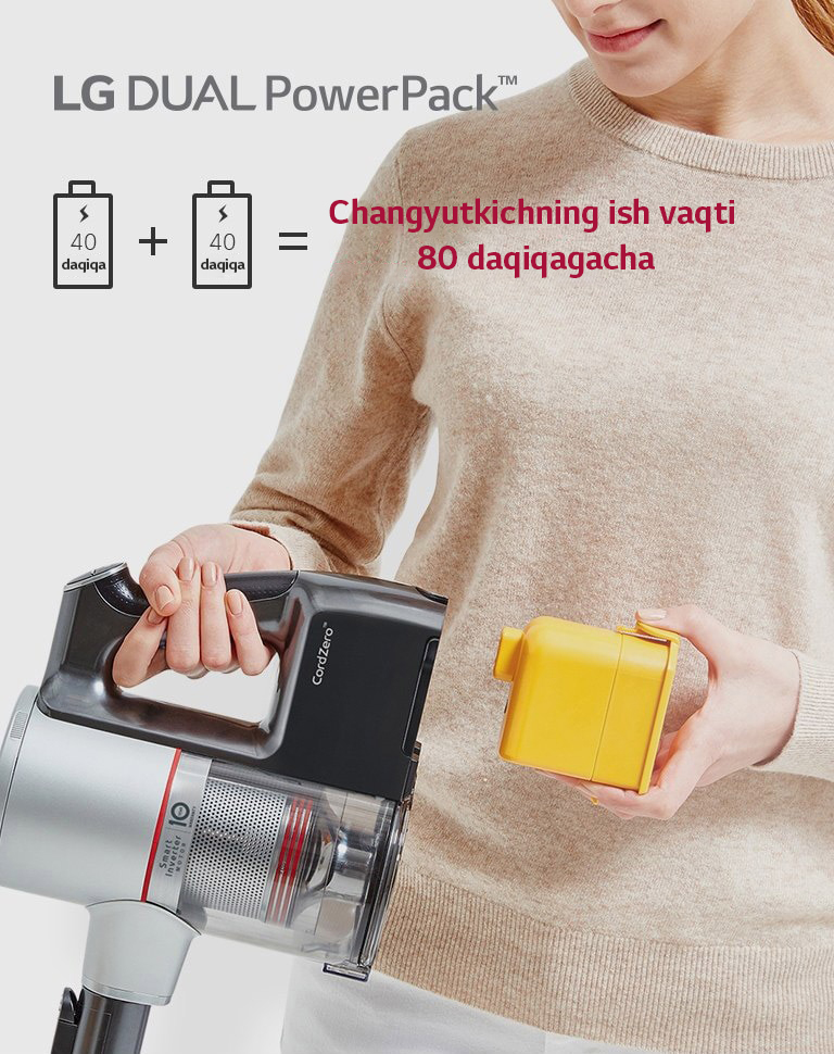 LG CordZero A9 Batareyani qulay almashtirish