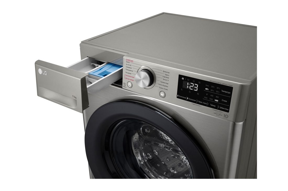 LG Kir yuvish mashinasi, AI DD™, 11 kg, yondan koʻrinishi. , F4V3ES6S, thumbnail 6