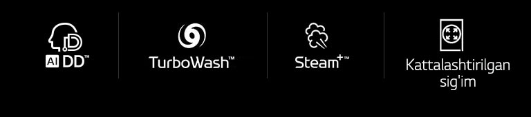 AI DD™   TurboWash™360˚   Steam+™    Kattalashtirilgan sig'im
