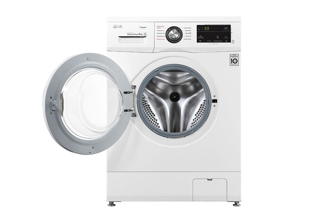 LG 8 kg kir yuvish mashinasi, 6 Motion DD™, Elegant dizayn, front open view, F4J3TS2W, thumbnail 2