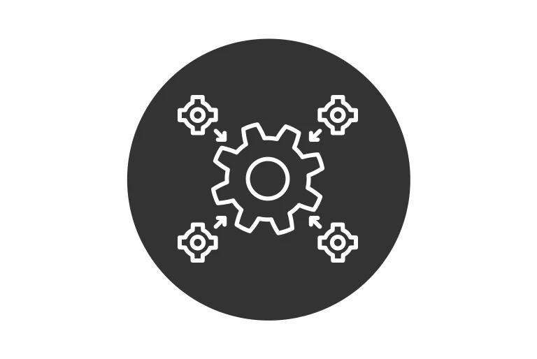 Четыре шестерни образуют механизм.