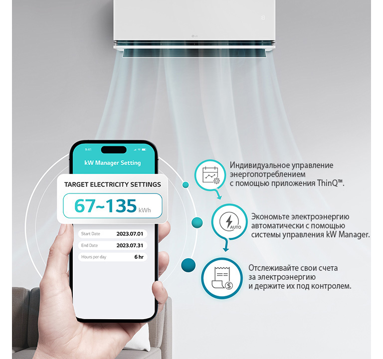 Энергия, потребляемая кондиционером, может быть использована в пределах предварительно установленной целевой величины.