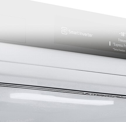 Close-up of soft LED lighting, effectively distributing light throughout the refrigerator and making it easy on the eyes.