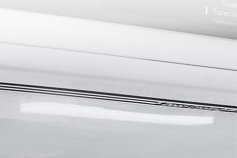 Close-up of soft LED lighting, effectively distributing light throughout the refrigerator and making it easy on the eyes.